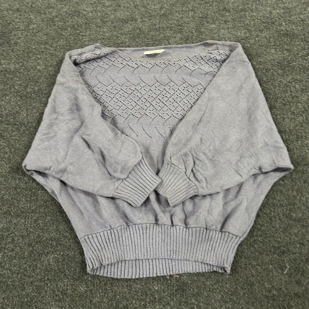 JH Collections Sweater Womens Size 22.5 Purple Batwing Pointelle Knit Vintage